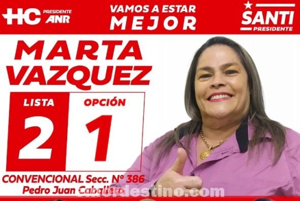 La maestra jubilada y periodista Marta Vázquez es candidata a Convencional Nro. 1 por la Seccional Nro. 386 “Tomás L. Rojas” por la Lista 2 del Partido Colorado. (Imagen: Gustavo Cañete para Lista 2).