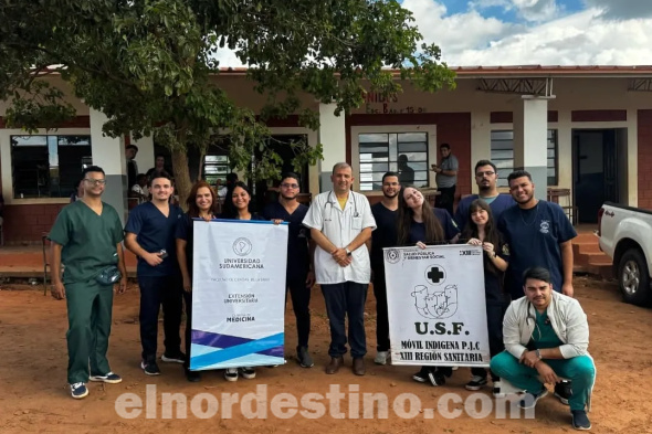 Estudiantes del segundo semestre de la Universidad Sudamericana en alianza con el Ministerio de Salud Pública y el Hospital Regional de Pedro Juan Caballero, brindaron atención médica integral a los habitantes de la comunidad Pirary. (Foto: Gacetilla de Prensa de Universidad Sudamericana).
