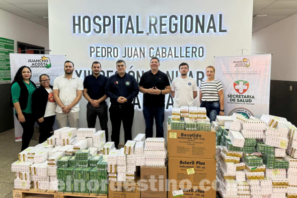 Hospital Regional de Pedro Juan Caballero recibe del gobernador Juancho Acosta medicamentos por cien millones de guaraníes 